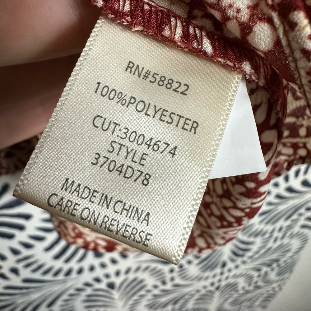 Max Studio Half Button Ruffle Rust Brown Boho Top FLAW - Picture 6 of 11